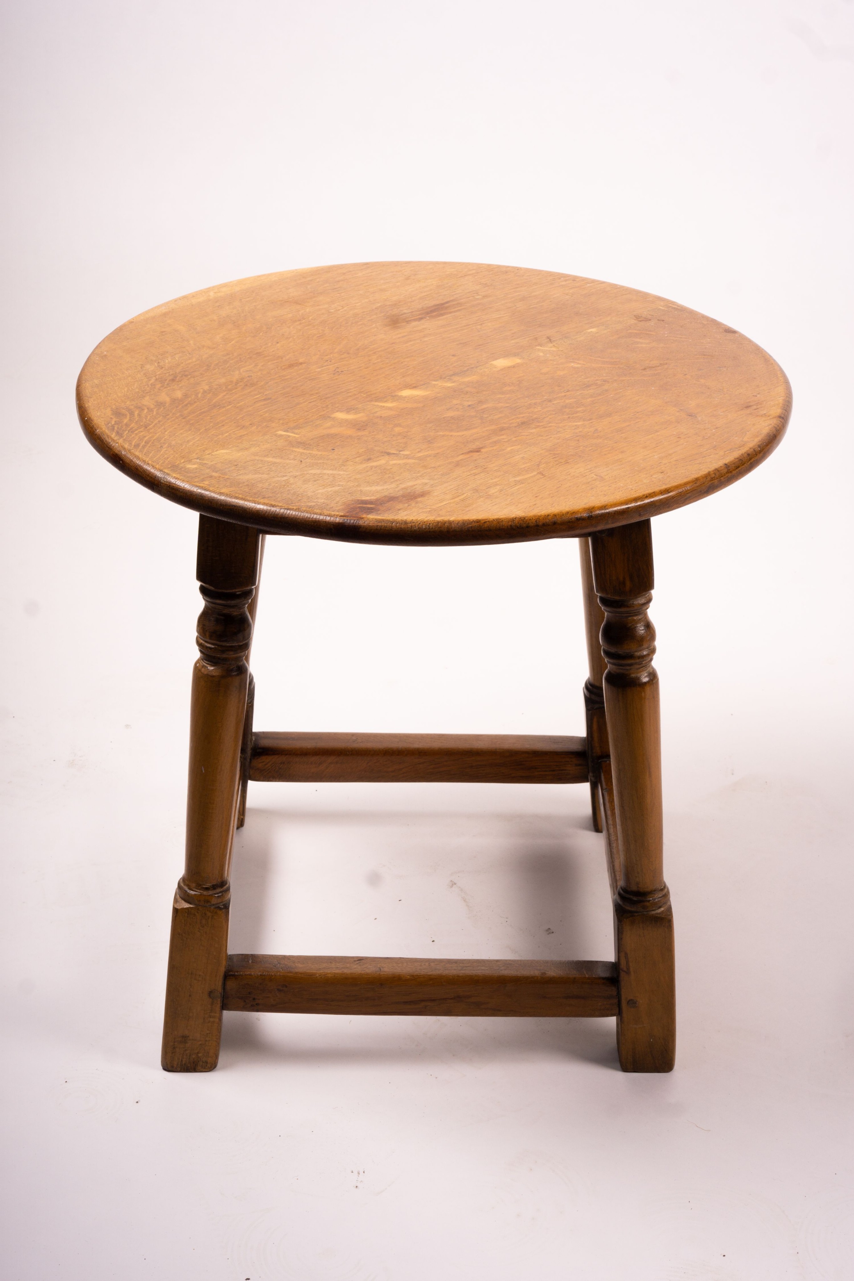 A Victorian salon chair, a Victorian side chair, square oak occasional table and a circular table